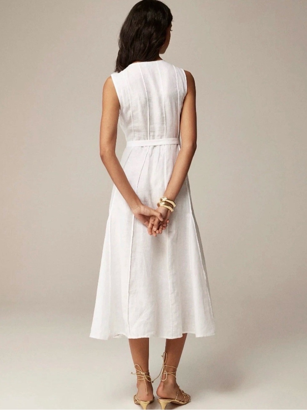 J. Crew White Sleeveless Seamed Linen Midi
Dress Medium - Picture 2 of 10
